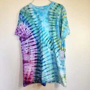 Custom Unisex Blue, Purple, & Green Tie-Dye T-Shirt
